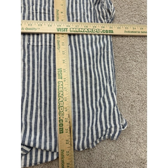 Orvis Linen Blend Top Blouse Striped L Women Blue White Coastal Beachy - Picture 4 of 5